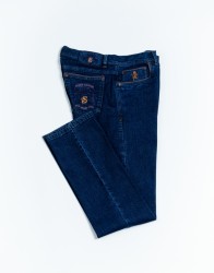 Scissor Scriptor Dark Blue Jeans With Brown Details thumbnail