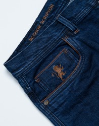 Scissor Scriptor Dark Blue Jeans With Brown Details thumbnail 2