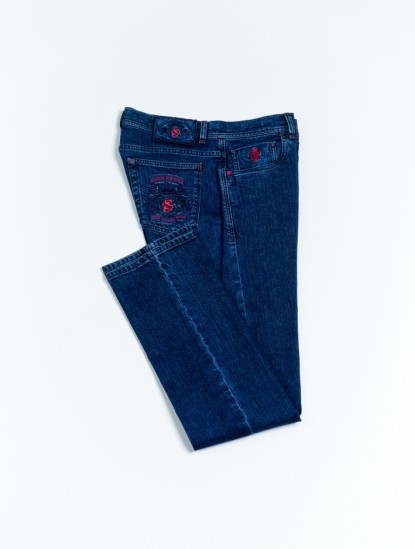 Scissor ScriptorNavy Blue Jeans With Red Stitchimage1285