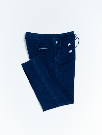 Scissor ScriptorDark Blue Fine Denim Chinos Pantsimage1283