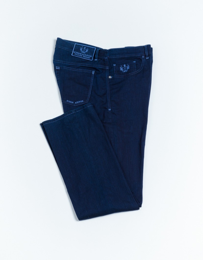Scissor Scriptor Navy Blue Fine Denime With Blue Stitch image
