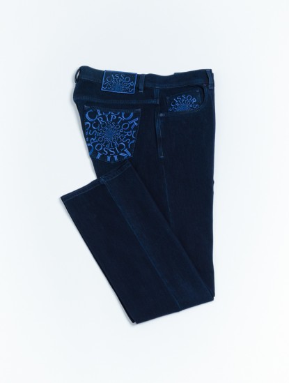 Scissor ScriptorNavy Blue Stretch Jeans With Blue Detailsimage1281