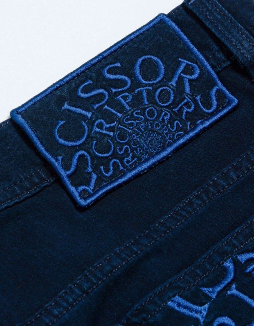 Scissor Scriptor Navy Blue Stretch Jeans With Blue Details image