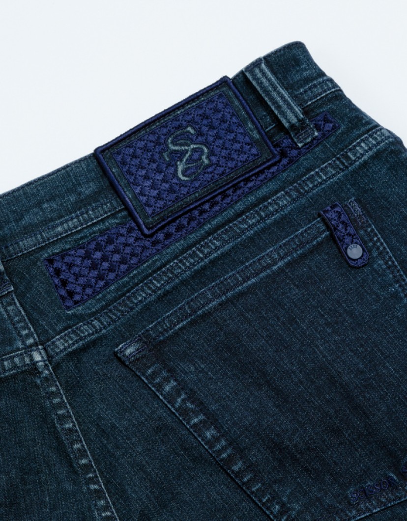 Scissor Scriptor Dark Blue Jeans With Blue Details image