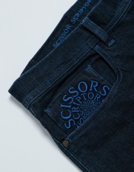 Scissor Scriptor Dark Blue Jeans With Blue Stitch thumbnail 1