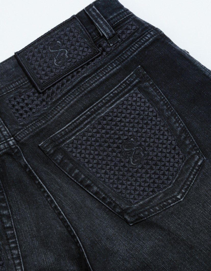 Scissor Scriptor Black Jeans Whith Quilted Pocket image