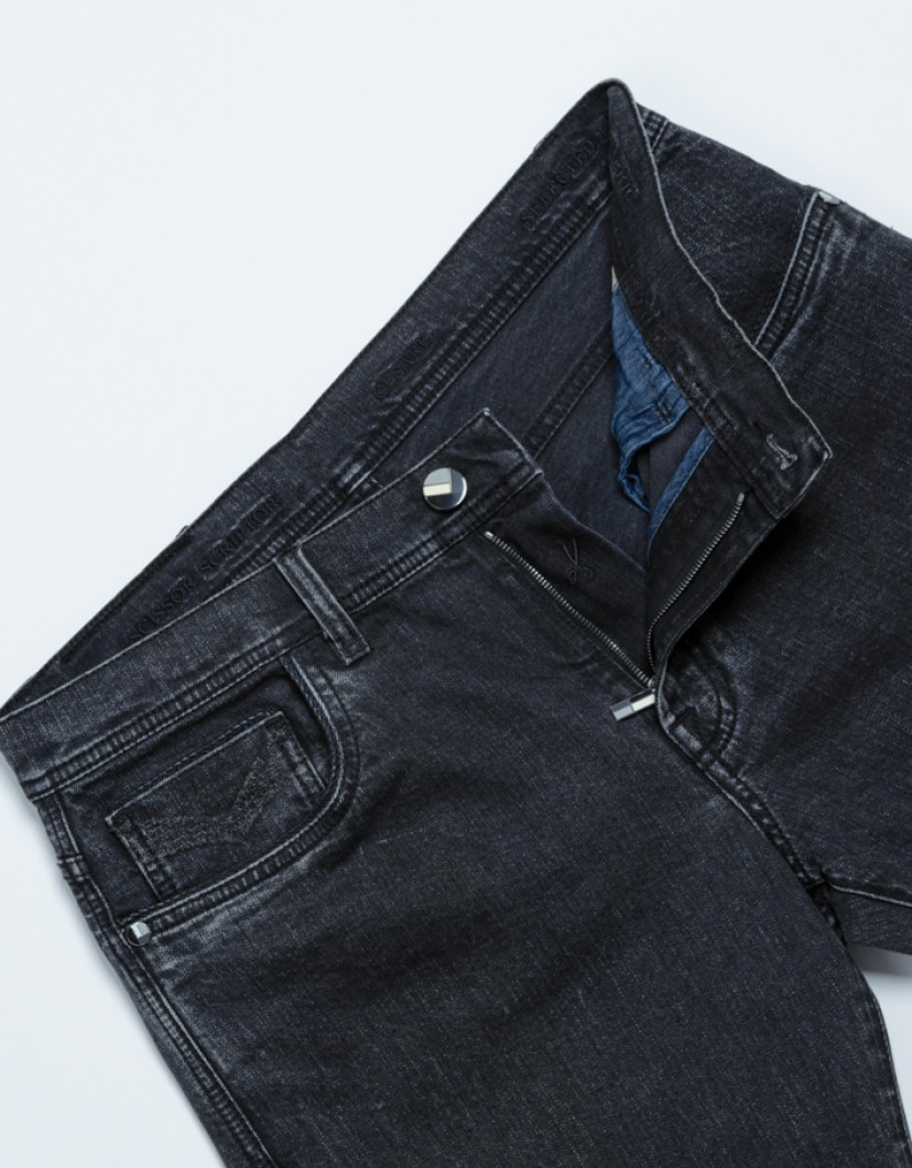Scissor Scriptor Washed Black Jeans With Lather Details image
