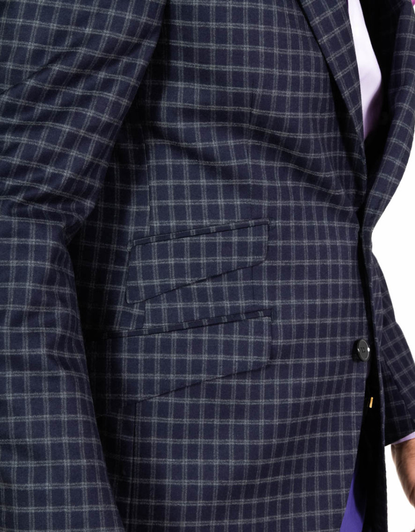 Patrick Hellmann Collection Blue Blazer With Grey Checks  image