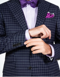 Patrick Hellmann Collection Blue Blazer With Grey Checks  thumbnail 1