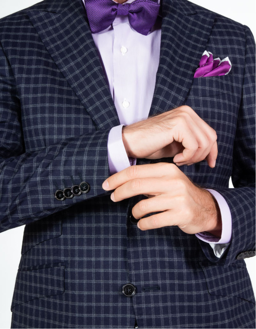Patrick Hellmann Collection Blue Blazer With Grey Checks  image