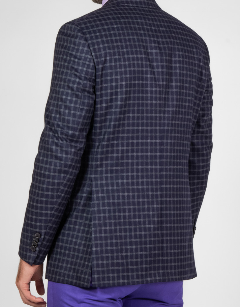 Patrick Hellmann Collection Blue Blazer With Grey Checks  image