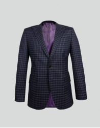 Patrick Hellmann Collection Blue Blazer With Grey Checks  thumbnail