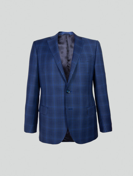 Patrick Hellmann CollectionBlue Blazer With Black Prince Of Wales Checksimage1058