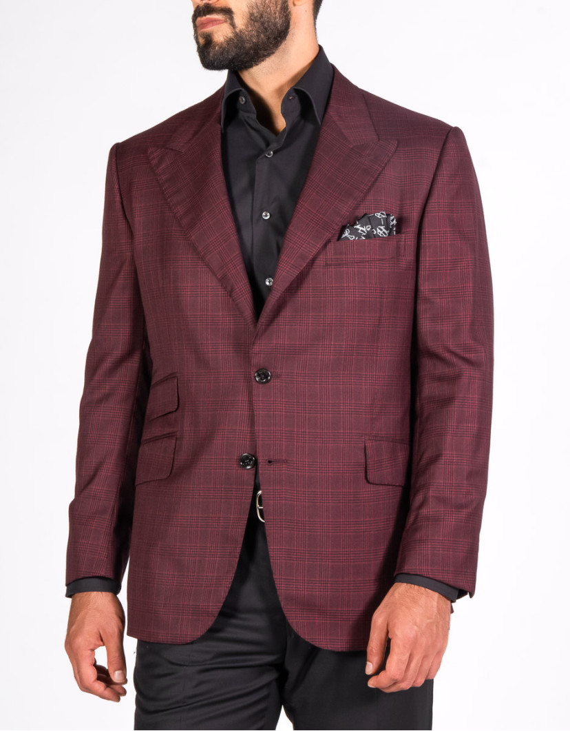 Patrick Hellmann Collection Hand-Made Red Blazer With Black Prince of Wales Check image