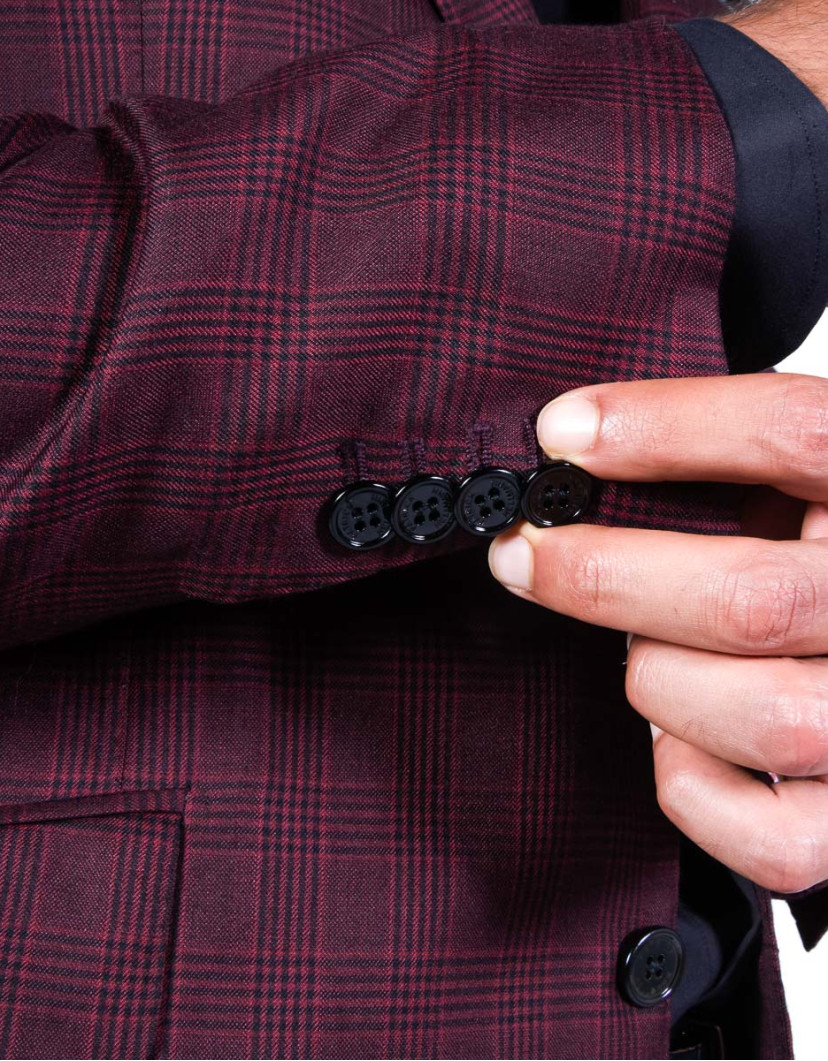 Patrick Hellmann Collection Hand-Made Red Blazer With Black Prince of Wales Check image