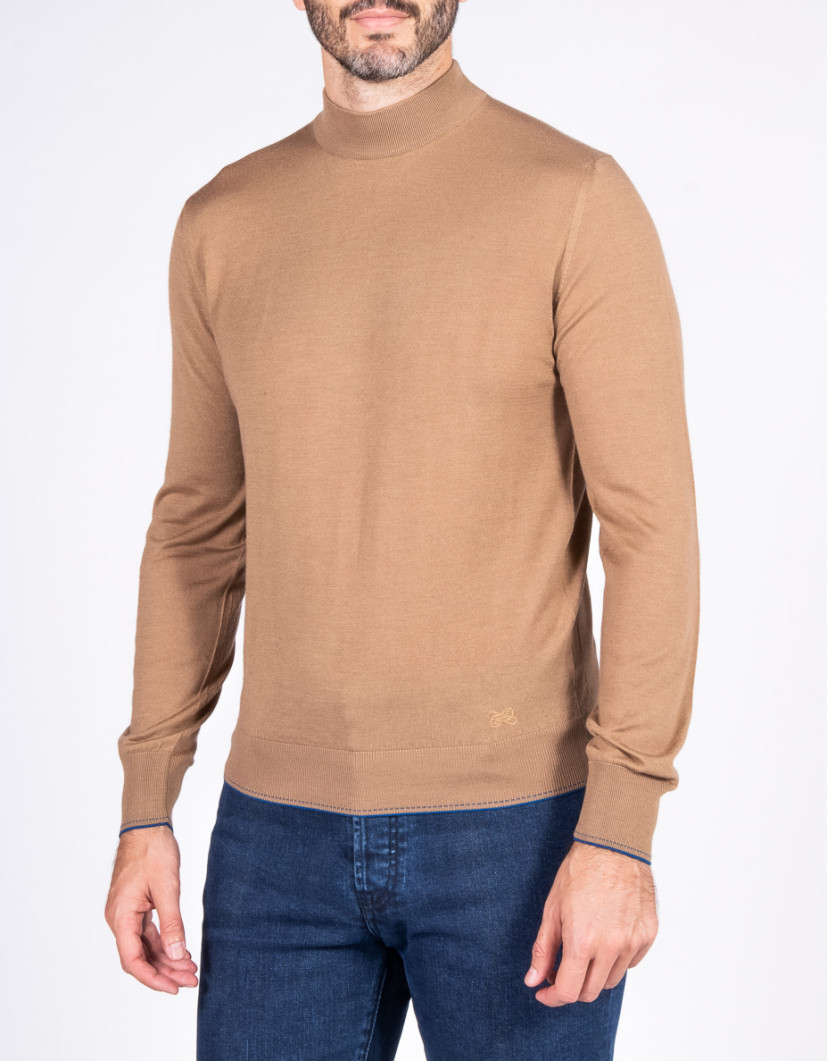 Castello-dOro-Camel-Mock-Neck-Sweater-image Castello d'Oro Camel Mock Neck Sweater image
