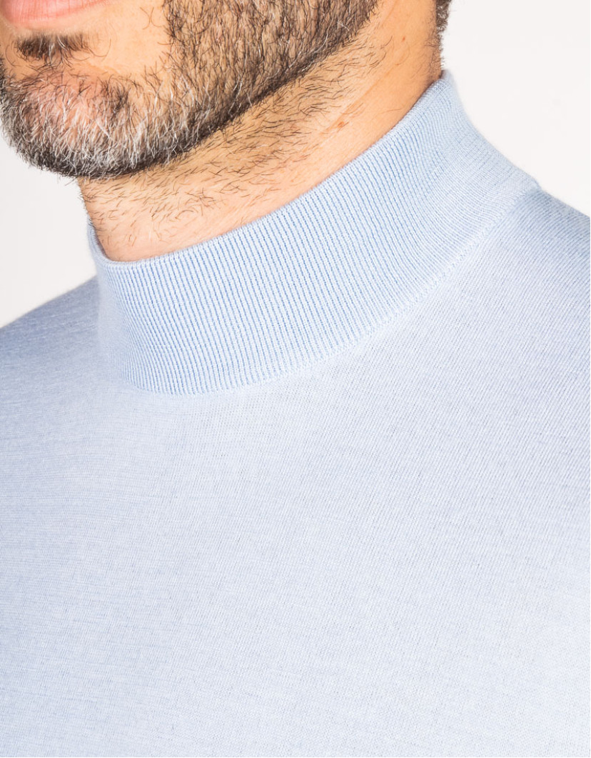 Castello-dOro-Light-Blue-Mock-Neck-Sweater-image Castello d'Oro Light Blue Mock Neck Sweater  image