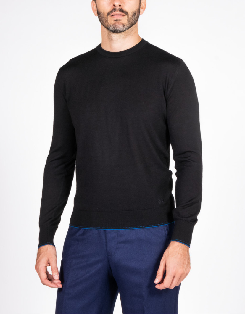 Castello d'Oro Black Round Neck Jumper  image