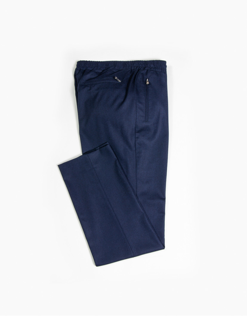 Castello D'Oro Navy Blue Pants With Elastic Waist image
