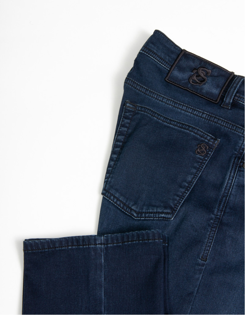 Scissor Scriptor Navy Blue Jeans With Matt Buttons image