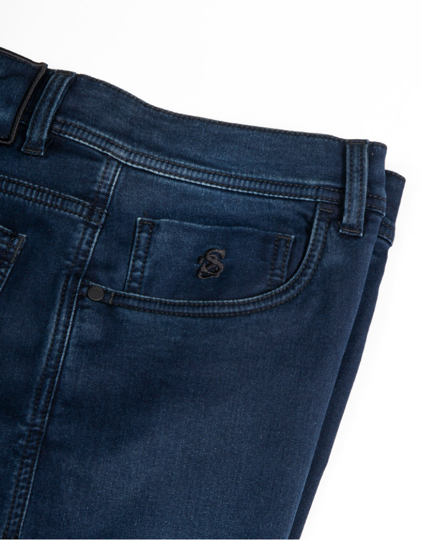 Scissor Scriptor Navy Blue Jeans With Matt Buttons image