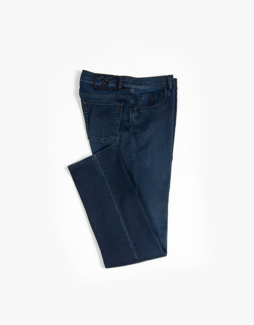 Scissor Scriptor Navy Blue Jeans With Matt Buttons image