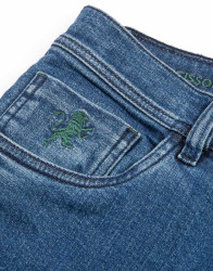 Scissor Scriptor Men Blue Jeans With Green Embroidery thumbnail 3