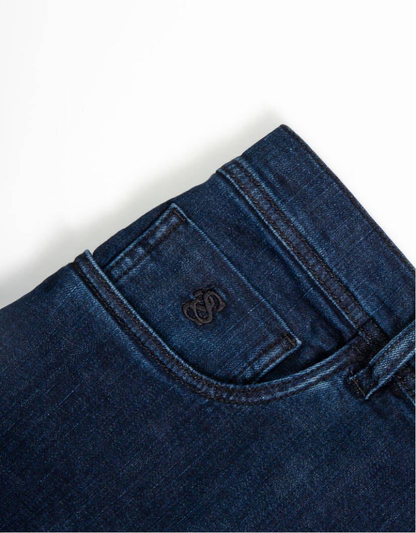 Scissor Scriptor Navy Blue Jeans With Black Button image