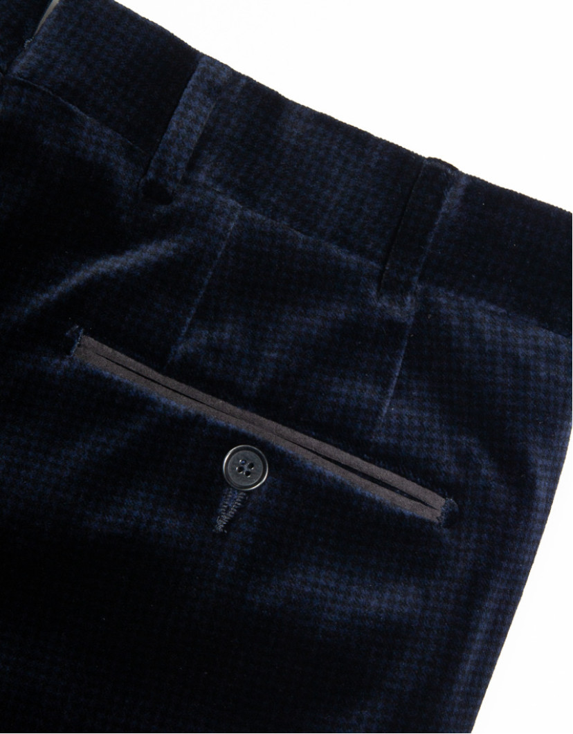 Patrick Hellmann Collection Navy Blue Velvet Trousers image