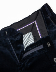 Patrick Hellmann Collection Navy Blue Velvet Trousers thumbnail 1