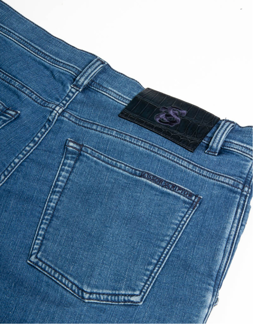 Scissor Scriptor Light Blue Jeans Metal Button image