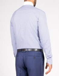 Patrick Hellmann Collection Blue Shirt With Squared Pattern 100% Cotton thumbnail 4
