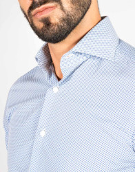Patrick Hellmann Collection Blue Shirt With Small Rhombus Pattern thumbnail 3