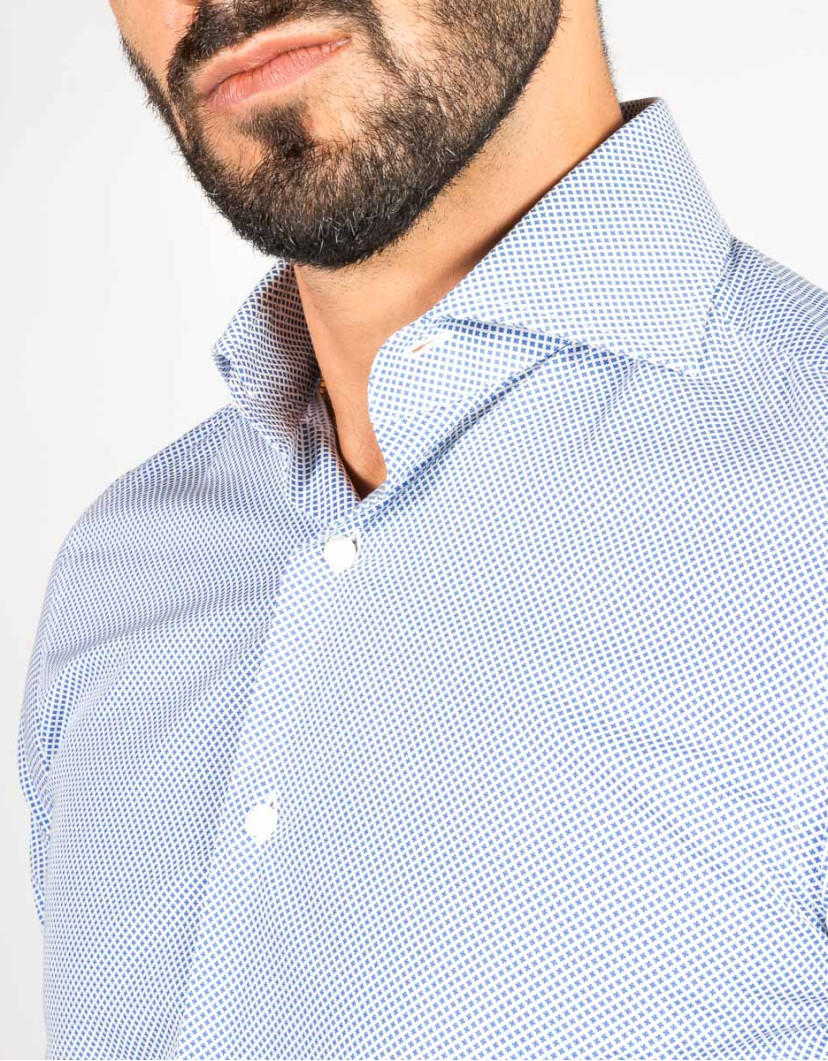Patrick Hellmann Collection Blue Shirt With Small Rhombus Pattern image
