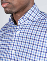 Patrick Hellmann Collection White Shirt With Blue Checks Gingham Pattern thumbnail 3