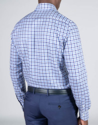 Patrick Hellmann Collection White Shirt With Blue Checks Gingham Pattern thumbnail 5