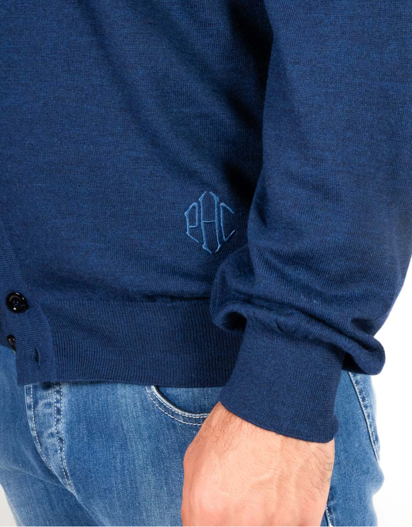 Patrick Hellmann Collection Blue Men Jacket Sweater 100% Wool image