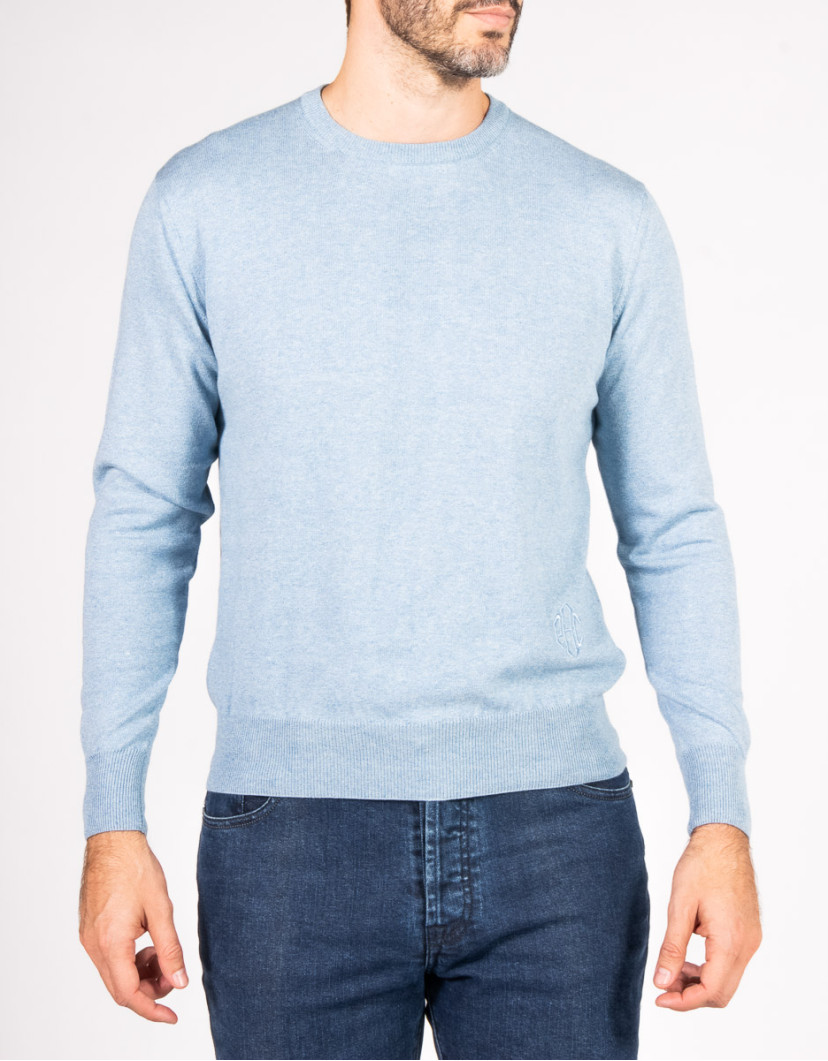 Patrick Hellmann Collection Light Blue Round Neck 100% Cotton image