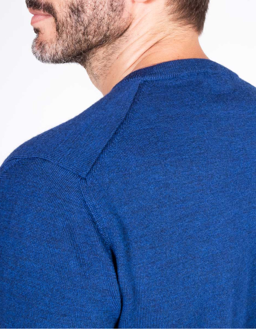 Patrick Hellmann Collection Blue V-Neck Pullover 100% Wool image