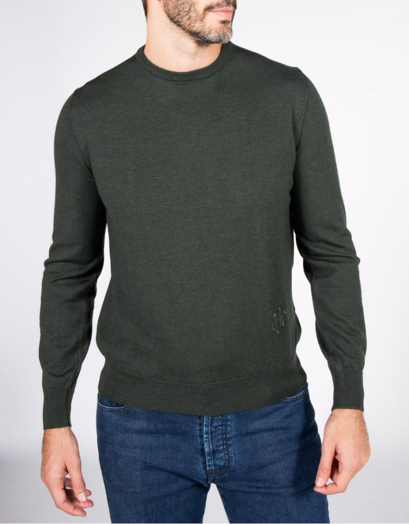 Patrick Hellmann Collection Green Pullover Round Neck 100% Wool image