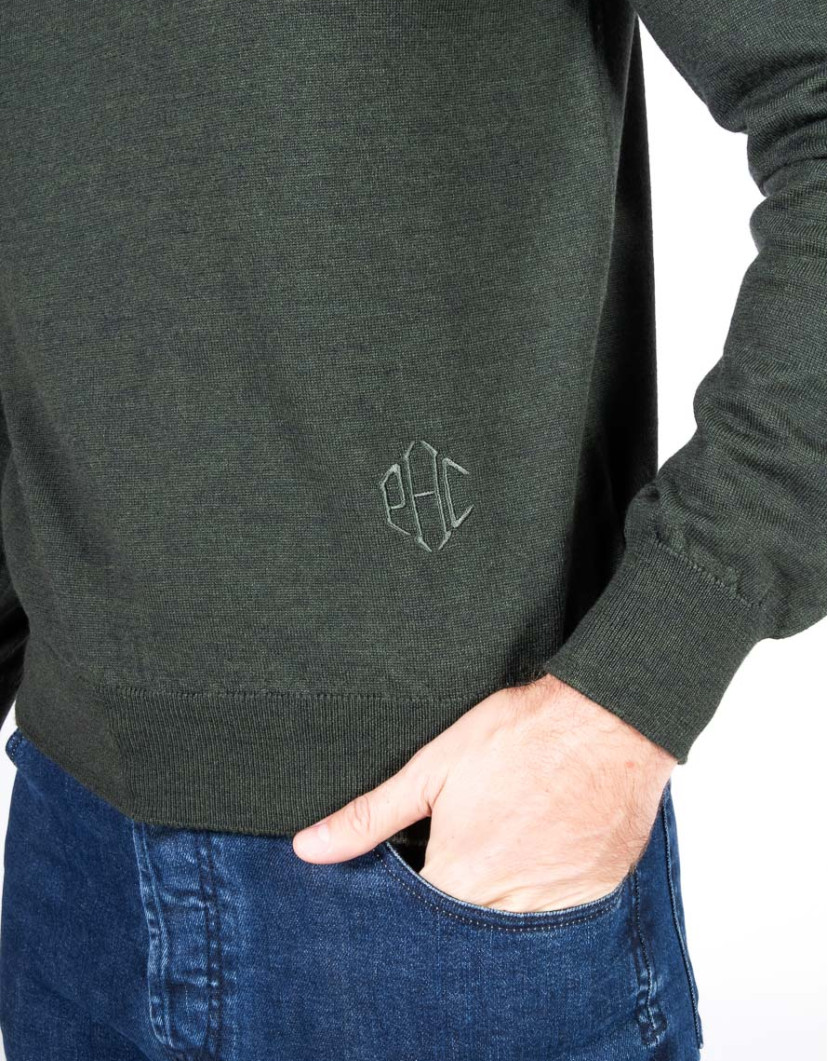 Patrick Hellmann Collection Green Pullover Round Neck 100% Wool image