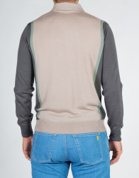 Castello-dOro-Beige-Polo-With-Grey-Long-Sleeves-thumbnail-4 Castello d'Oro Beige Polo With Grey Long Sleeves thumbnail 4