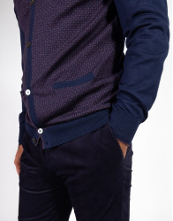 Patrick Hellmann Collection Navy Blue Cardigan With Purple Pattern  thumbnail 2