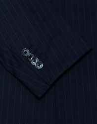 Patrick Hellmann Collection Navy Blue With White Line Double Breasted Suit  thumbnail 4