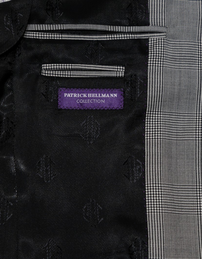 Patrick Hellmann Collection Grey Suit In Black Check 100% Wool image
