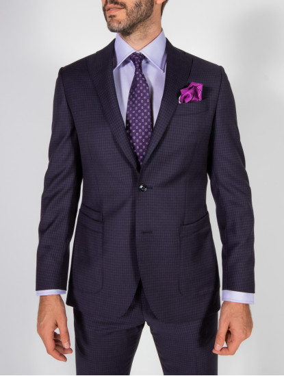 Patrick Hellmann CollectionNavy Blue Suit With Bordo Checks 100% Wool 110S'image1125