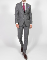 Patrick Hellmann Collection Grey Wool Suit With White Line thumbnail 1