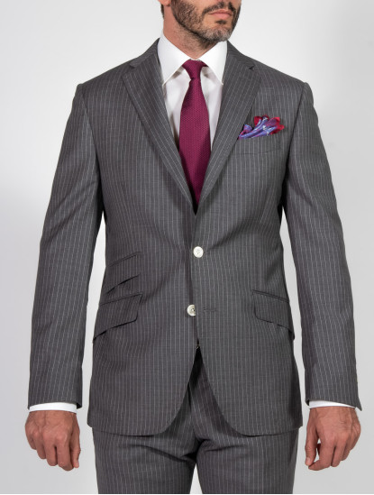 Patrick Hellmann CollectionGrey Wool Suit With White Lineimage1128