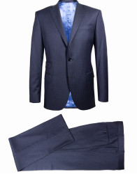 Patrick Hellmann Collection Navy Blue Wool Suit With Purple Line   thumbnail