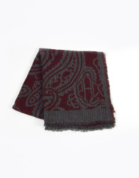 Patrick Hellmann Collection Grey Scarf With Red Pattern thumbnail